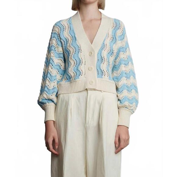NEW ELEVEN SIX luna cardigan in ivory/robin egg blue